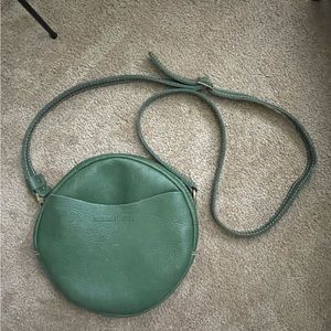Portland Leather Large Circle Crossbody in Eucalyptus